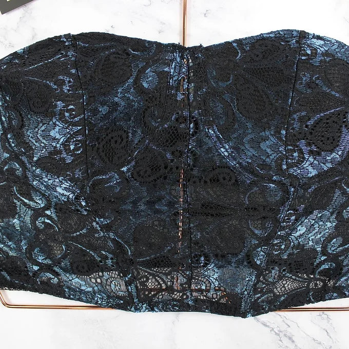 Lace wrapped chest steel ring slim fit fishbone tube top